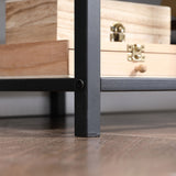 easycomfort easycomfort mobile tv moderno per tv fino a 60 con 6 ripiani aperti in acciaio e truciolato 140x40x50 cm marrone e nero