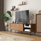 easycomfort easycomfort mobile porta tv fino 65 con 2 armadietti e 2 vani aperti in legno 150x40x56cm marrone