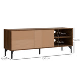 easycomfort easycomfort mobile porta tv fino 65 con 2 armadietti e 2 vani aperti in legno 150x40x56cm marrone