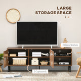 easycomfort easycomfort mobile porta tv fino 65 con 2 armadietti e 2 vani aperti in legno 150x40x56cm marrone