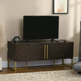easycomfort easycomfort mobile porta tv fino a 55 con 2 armadietti in legno e metallo 120x39x50 cm marrone e oro