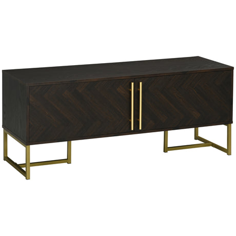 easycomfort easycomfort mobile porta tv fino a 55 con 2 armadietti in legno e metallo 120x39x50 cm marrone e oro