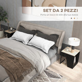 easycomfort easycomfort set da 2 tavolini da caffe con vano porta oggetti in truciolato e acciaio 40x40x45cm nero e quercia