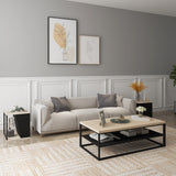 easycomfort easycomfort set da 2 tavolini da caffe con vano porta oggetti in truciolato e acciaio 40x40x45cm nero e quercia