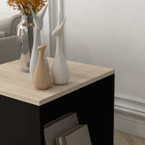 easycomfort easycomfort set da 2 tavolini da caffe con vano porta oggetti in truciolato e acciaio 40x40x45cm nero e quercia