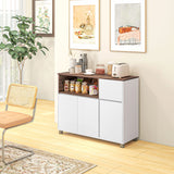 easycomfort easycomfort credenza moderna da cucina in legno con armadietti cassetto e vano aperto 105x39x83cm bianco