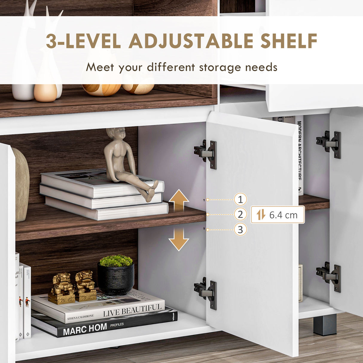 easycomfort easycomfort credenza moderna da cucina in legno con armadietti cassetto e vano aperto 105x39x83cm bianco