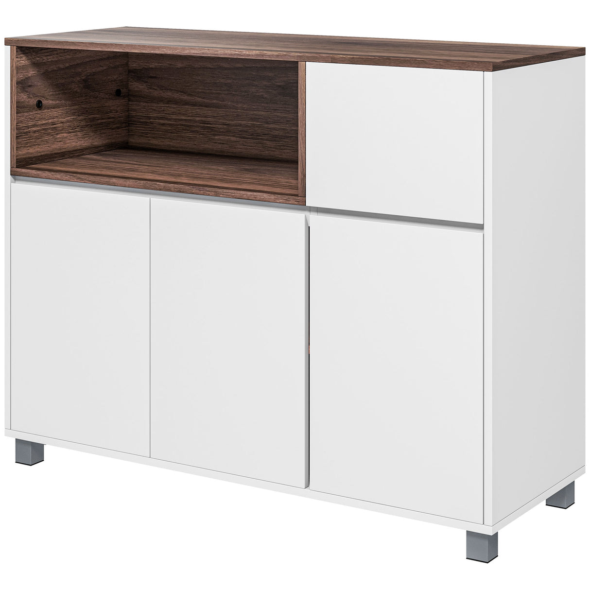 easycomfort easycomfort credenza moderna da cucina in legno con armadietti cassetto e vano aperto 105x39x83cm bianco