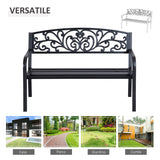 easycomfort panchina da giardino in metallo con schienale decorato 127x60x87cm nero 33185