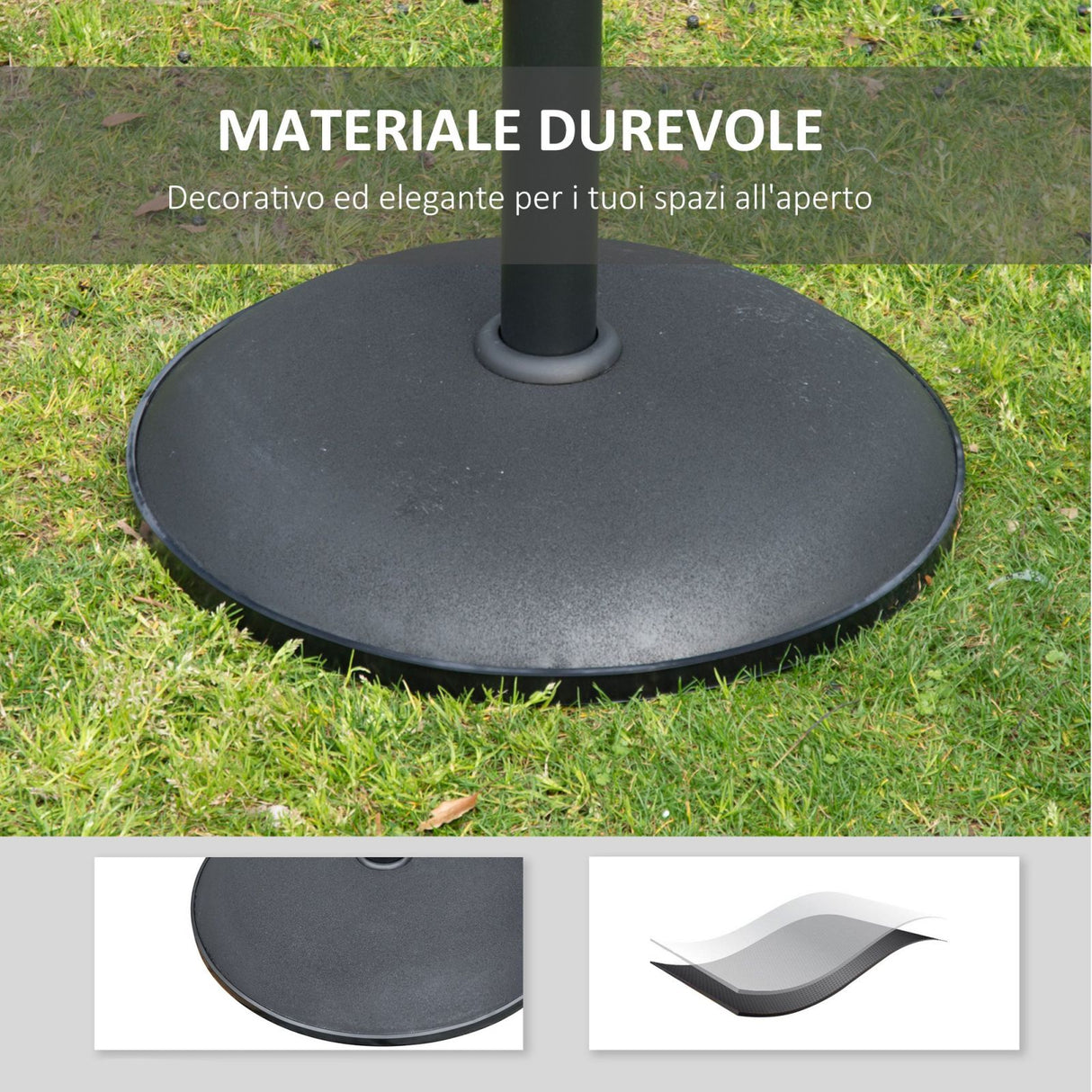 easycomfort easycomfort base per ombrellone da giardino in cemento per ombrelloni con palo di 35mm 38mm 48mm nero 50x37cm