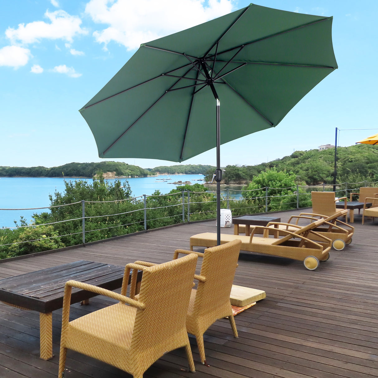 easycomfort easycomfort ombrellone da giardino con manovella e testa inclinabile 300x245cm verde