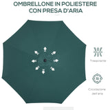 easycomfort easycomfort ombrellone da giardino con manovella e testa inclinabile 300x245cm verde