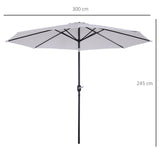 easycomfort easycomfort ombrellone da giardino 300cm con manovella e inclinabile con palo smontabile metallo e poliestere bianco