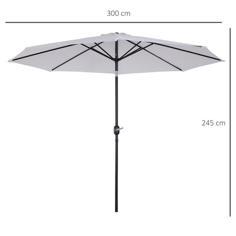 easycomfort easycomfort ombrellone da giardino 300cm con manovella e inclinabile con palo smontabile metallo e poliestere bianco