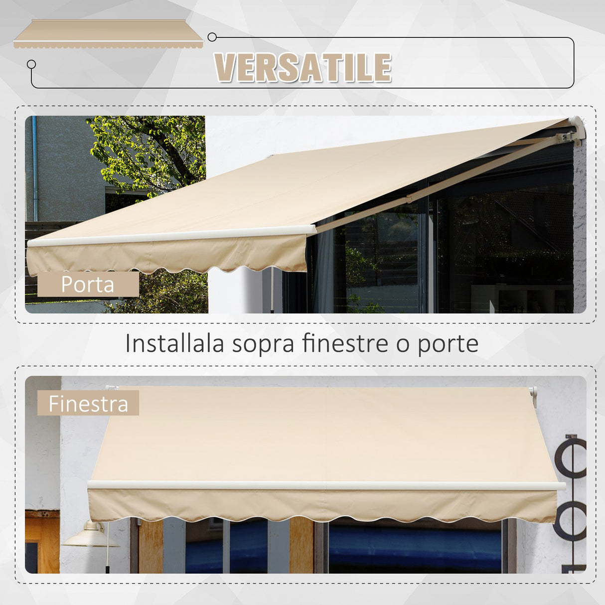 easycomfort easycomfort tenda da sole a braccio avvolgibile manuale a parete in poliestere impermeabile beige 4x2.5m