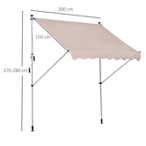 easycomfort easycomfort tenda da sole con manovella telaio telescopico e angolo regolabile beige 200x150cm
