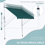 easycomfort easycomfort tenda da sole con manovella telaio telescopico e angolo regolabile verde 200x150cm