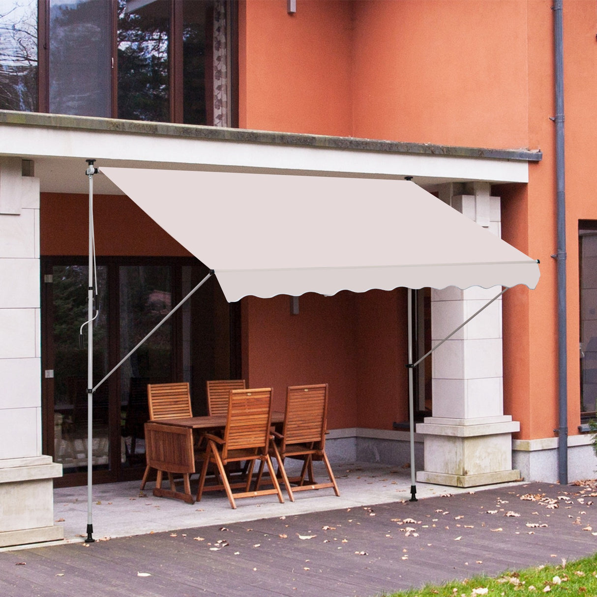 easycomfort easycomfort tenda da sole avvolgibile autoportante beige 300 150cm