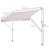 easycomfort easycomfort tenda da sole avvolgibile autoportante beige 300 150cm
