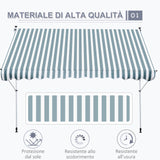 easycomfort tenda da sole a bracci 3x1.5m con manovella e struttura telescopica bianco e verde