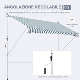 easycomfort tenda da sole a bracci 3x1.5m con manovella e struttura telescopica bianco e verde