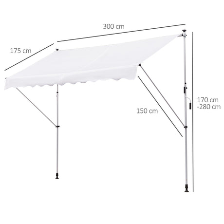 easycomfort easycomfort tenda da sole a muro con pali di supporto bianca 300x150cm