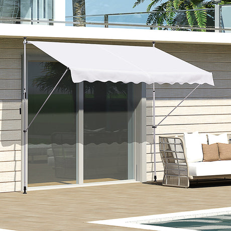 easycomfort easycomfort tenda da sole a muro con pali di supporto bianca 300x150cm