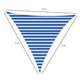 easycomfort tenda da sole vela ombreggiante triangolare 5x5x5m anti uv e traspirante in hdpe bianca e blu