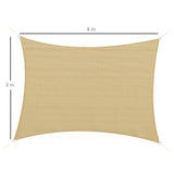 easycomfort vela ombreggiante rettangolare 4x3 m beige in hdpe con accessori e borsa da viaggio inclusi
