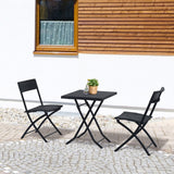 easycomfort easycomfort mobili da giardino in rattan set 1 tavolino e 2 sedie da giardino pieghevoli 3pz nero