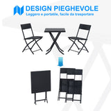 easycomfort easycomfort mobili da giardino in rattan set 1 tavolino e 2 sedie da giardino pieghevoli 3pz nero