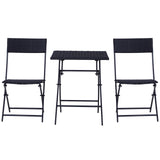 easycomfort easycomfort mobili da giardino in rattan set 1 tavolino e 2 sedie da giardino pieghevoli 3pz nero