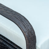 easycomfort set mobili da giardino in rattan pe con tavolino e 2 sedie con cuscini sfoderabili marrone e crema 33009