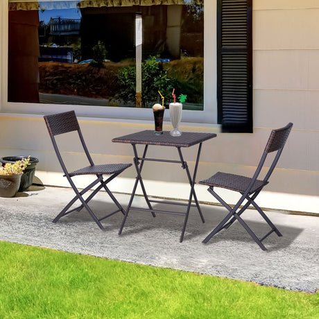 easycomfort easycomfort mobili da giardino in rattan set 1 tavolino e 2 sedie da giardino pieghevoli 3pz marrone