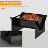 easycomfort braciere da giardino in acciaio quadrato con maniglie 50x45x30cm nero