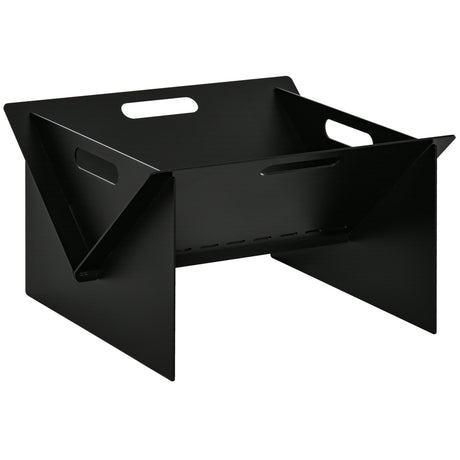 easycomfort braciere da giardino in acciaio quadrato con maniglie 50x45x30cm nero