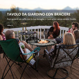easycomfort braciere da esterno 3 in 1 con tavolino griglia per barbecue e attizzatoio metallo e ceramica 75x75x60cm