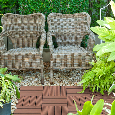 easycomfort easycomfort piastrelle da giardino incastrabili set da 11 mattonelle per esterno pavimentazione giardino marrone 30x30x2.2cm