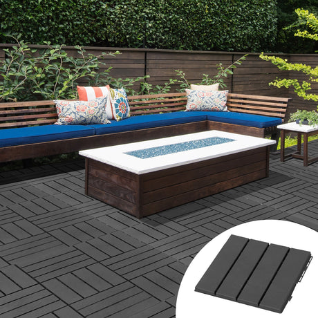 easycomfort easycomfort set 9 mattonelle a incastro per terrazzo 30x30x2cm 0.81 mq nero