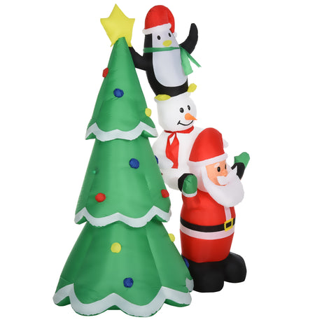easycomfort easycomfort albero di natale gonfiabile gigante 243cm con luci a led e babbo natale decorazione natalizia da esterno impermeabile