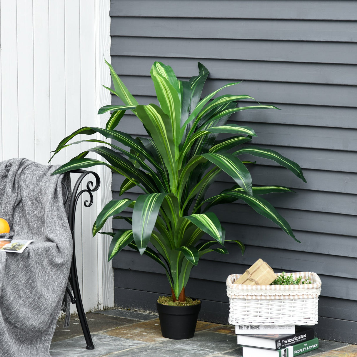 easycomfort easycomfort pianta tropicale decorativa dracena finta in plastica con vaso