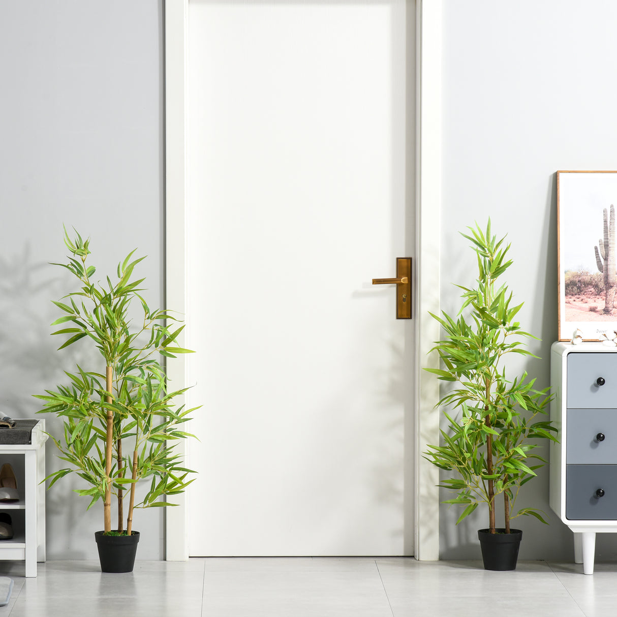 easycomfort set 2 piante di bambu artificiali in vaso da 120cm per interni ed esterni