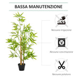 easycomfort set 2 piante di bambu artificiali in vaso da 120cm per interni ed esterni