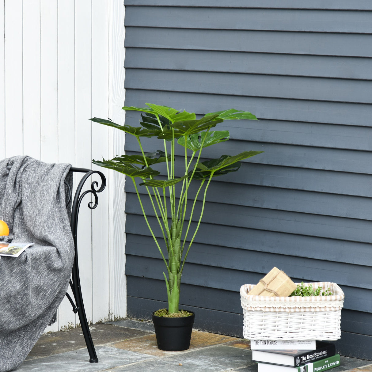 easycomfort easycomfort monstera artificiale 13 foglie e vaso alta 85cm per interno ed esterno