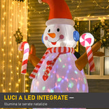 easycomfort easycomfort pupazzo di neve gonfiabile da esterno impermeabile con luci a led 240cm bianco