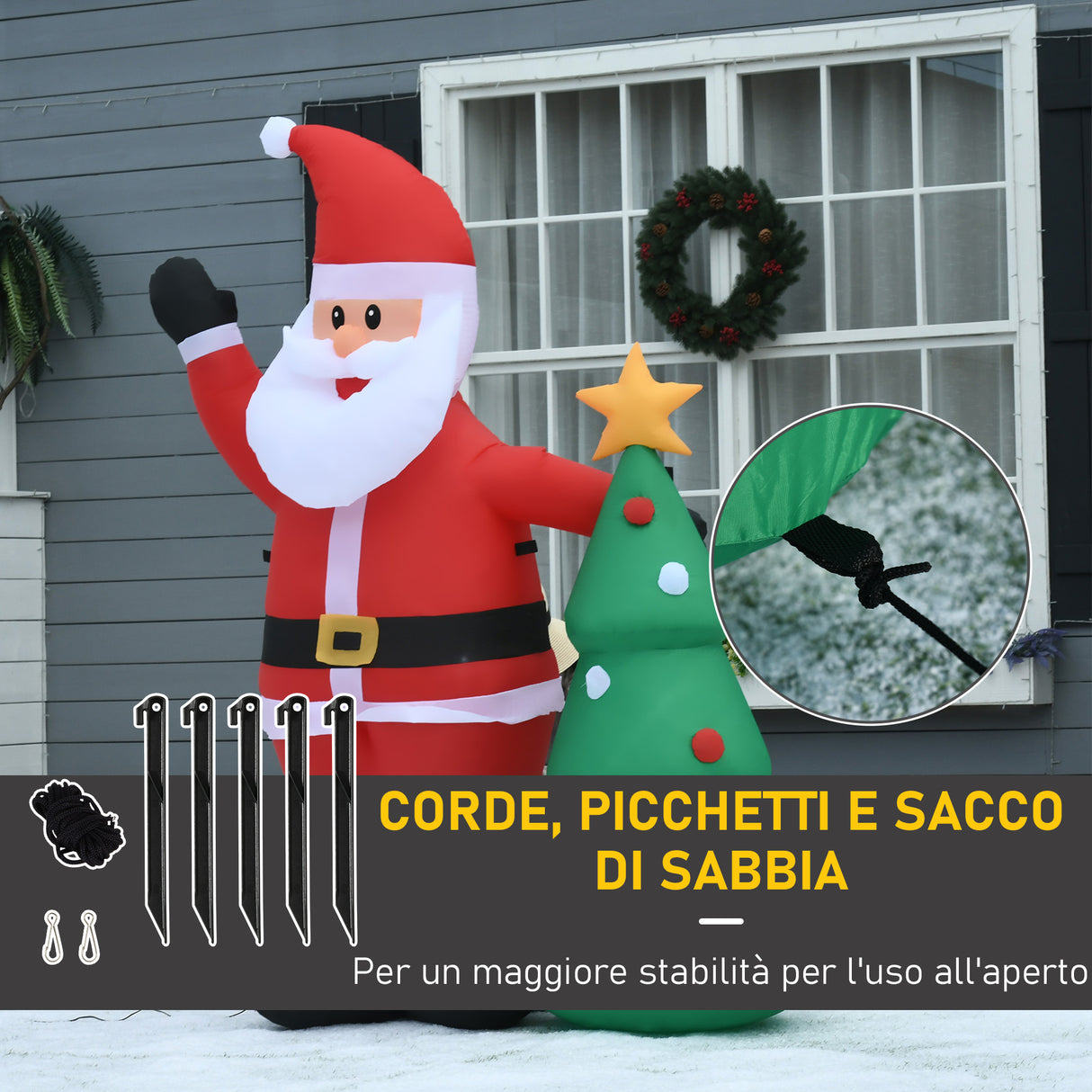 easycomfort easycomfort babbo natale gonfiabile con albero 150cm con luci led rosso