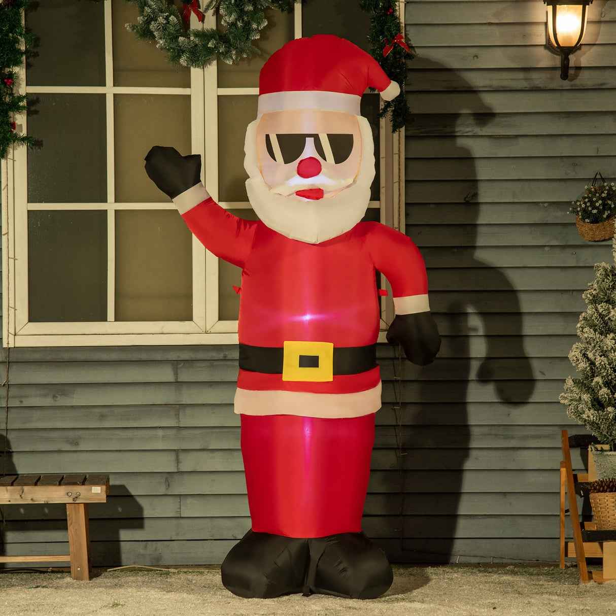 easycomfort easycomfort babbo natale gonfiabile con occhiali da sole luci led e gonfiatore incluso 89x44x178cm