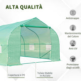 easycomfort easycomfort serra da giardino a tunnel con 8 finestre e porta avvolgibile 6x3x2m