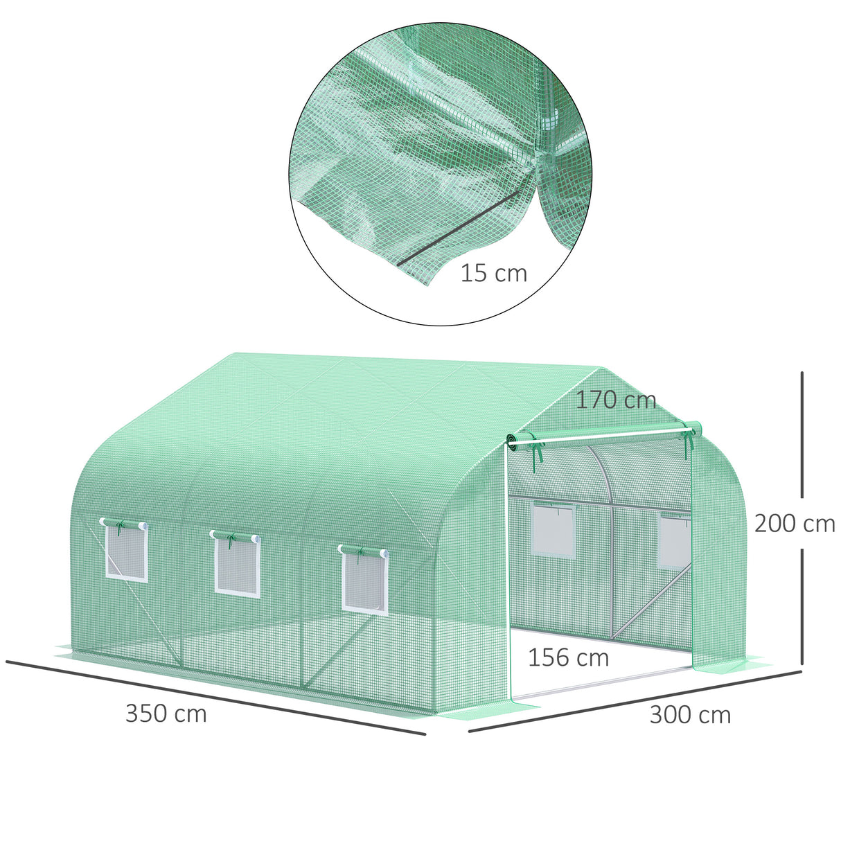 easycomfort easycomfort serra da giardino 3.5 x 3 x 2m serra con tetto a spiovente in pe per piante verde