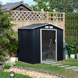 easycomfort casetta da giardino porta utensili in lamiera con porte scorrevoli 213x130x185cm grigio scuro